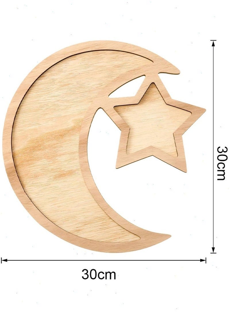 رمضان صينية ، خشبية القمر ستار أدوات المائدة ، عيد مبارك حزب تخدم أدوات المائدة للحلوى المعجنات عرض حامل رمضان ديكورات للمنزل - Image 3